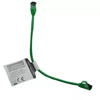 IT-BUDGET Cat.8.1 Slim patch kábel, S/FTP, 40 Gbps, 2000 MHz, zöld, 0,15 m 90ITBSLIM81PK015GR