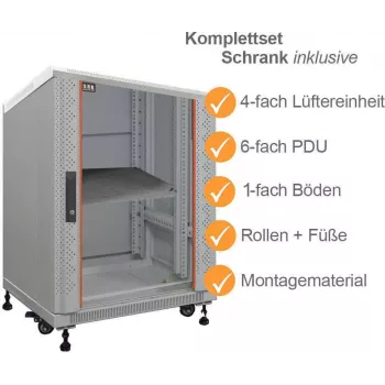 IT-BUDGET 19 inch hálózati szekrény SRK komplett készlet 12U 600x800 mm világosszürke Flatpack