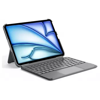 DIGISTOR HK Inateck KB04122 billentyűzet-tok érintőpaddal iPad 11 inch A16 / Air M3-M2 / Pro készülékhez, levehető, háttérvilágításos, QWERTZ német kiosztás, grafit szürke