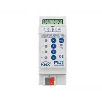 MDT AKK-04FC.03 KNX fancoil-aktor, 4 kapcsolókimenet, 16A, 230VAC, 2 TE, 70µF, 10 EVG