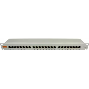 IT-BUDGET 19 inch business patch panel Cat.6A árnyékolt 24-port 1U PoE+ porvédő fedéllel, világosszürke 90ITBPP6ASSG