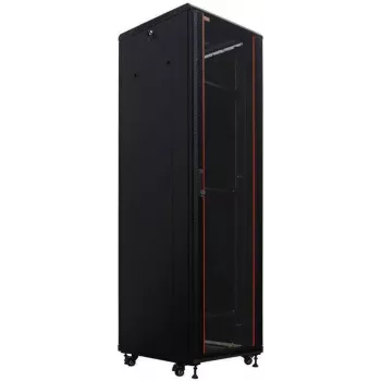 IT-BUDGET 19 inch hálózati szekrény SRK - 42U - 600x600 mm - üveg-/acélajtó - Flatpack - fekete (90ITB19SRK4266GSN)