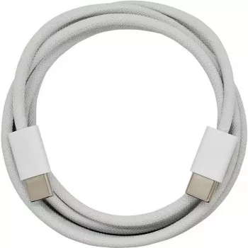 PowerRay USB-C - USB-C adat- és töltőkábel, 60W PD, nylonfonat, 1m, fehér, bulk 4260357351156