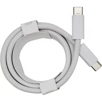 PowerRay USB-C – USB-C 240W nejlonfonott kábel, 2m, fehér, ömlesztett 4260357351163
