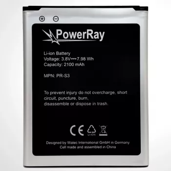 PowerRay akkumulátor PR-S3 Samsung Galaxy S3-hoz, 2100 mAh, ömlesztett