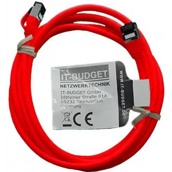 IT-BUDGET Full Copper Premium patch kábel – Slim AWG 28 – Cat.8.1 – 2000 MHz – halogénmentes – PoE+ – 40 Gbit – piros – 3 m (90ITBSLIM81PK3R)