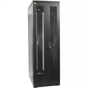 IT-BUDGET 19 inch hálózati szekrény SRK komplett szett - 38U - SxM 800x1000 mm - perforált duplaajtók elöl + hátul - 4 aktív ventilátor - PDU - polcok - lapos csomagolás - fekete (90ITB19SRK38810DTS)