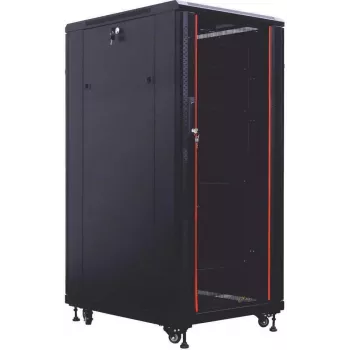 IT-BUDGET 19 inch szerver rack SRK - 27U - 800x800 mm - üveg-/acélajtók - kábelcsatornák - szerelt - fekete (99ITB19SRK2788GSNM)