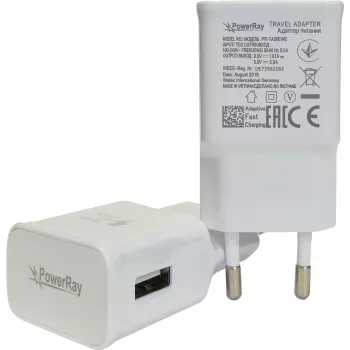 PowerRay töltő PR-TA20EWE, EU specifikáció 2 pólusú CE-vel, 2000mAH, fehér, ömlesztett (PR-TA20EWE)