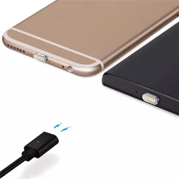 CYOO mágneses USB töltő- és adatkábel – 2 az 1-ben Micro USB & Lightning USB-re – 1m – fekete