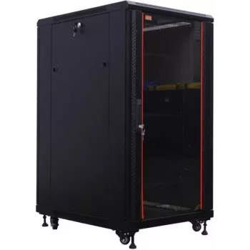IT-BUDGET 19 inch szerver rack SRK - 27U - 600x1000 mm - üveg-/acélajtó - előszerelt - fekete 99ITB19SRK27610GSNM