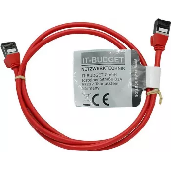 IT-BUDGET Cat.8.1 Slim Ethernet Patch kábel, S/FTP, 40 Gbps, 2000 MHz, LSZH, PoE+, piros, 1 m 90ITBSLIM81PK1R