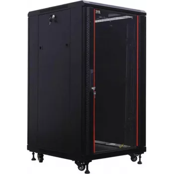IT-BUDGET 19 inch hálózati szekrény SRK - 18U - 600x800 mm - üveg-/acélajtó - Flatpack - fekete (90ITB19SRK1868GSN)