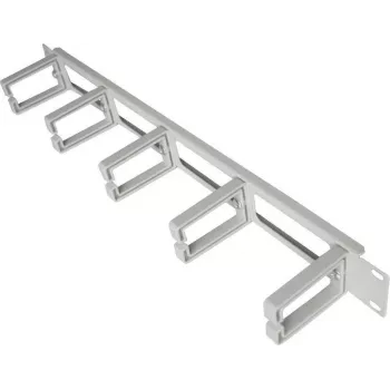 IT-BUDGET 19 inch 1U kábelmenedzsment panel 5 műanyag kábelhurokkal, 44x70 mm, világosszürke 90ITBKDFPOB1HEG