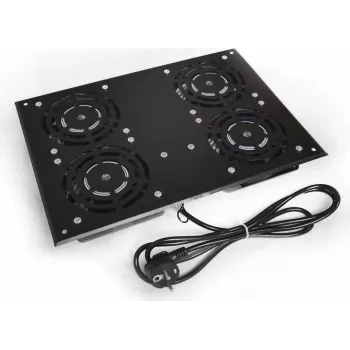 IT-BUDGET ventilátoregység SRK állószekrényekhez - 4 aktív ventilátor - 640 m³/h légáram - termosztát - kapcsoló - fekete (90ITB19SRKFAN4S)
