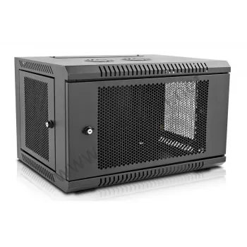 IT-BUDGET 19 inch hálózati szekrény SWA - 6U - 570x600 mm - perforált előlap és oldalak - levehető oldalfalak - fal- és padlóra szerelhető - tartozékcsomag - fekete (90ITB19MSR666TS)