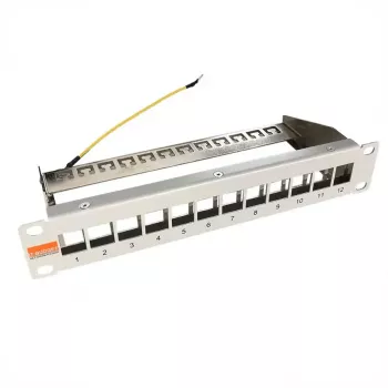 IT-BUDGET 10 inch üres patchpanel Keystone modulokhoz - 12 port - árnyékolt - 1U - szerelés nélküli - szürke (90ITB10MT12PG)
