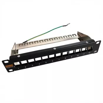 IT-BUDGET 10 inch üres patchpanel keystone modulokhoz - 12 port - árnyékolt - 1U - szerelés nélkül - fekete (90ITB10MT12PS)