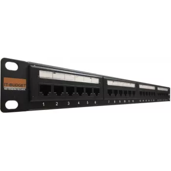 IT-BUDGET 19 inch patch panel - 24 port - Cat.6 - 250MHz - árnyékolatlan - 1U - fekete (90ITBPP6US)