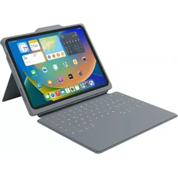 B2Bworkplace Smart Rugged billentyűzet-tok Smart Connectorral iPad 11 (2025) és 10.9 (2022) készülékhez, szürke/átlátszó, QWERTZ