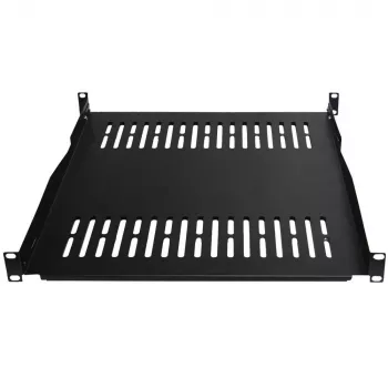 IT-BUDGET 19 inch fix rack polc / eszköztálca, 80 kg teherbírás, 450 mm mélység, mélységállítható szerelés, fekete 90ITB19FBX450S