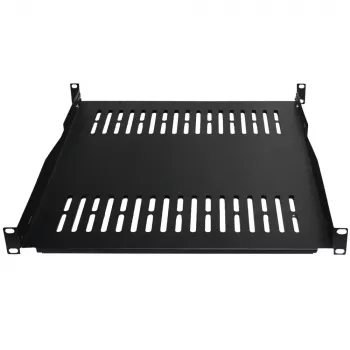 IT-BUDGET 19 inch fix rack polc / eszköztálca, 80 kg teherbírás, 450 mm mélység, mélységállítható szerelés, fekete 90ITB19FBX450S