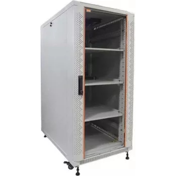 IT-BUDGET 19 inch szerver rack SRK komplett készlet - 27U, 600x1000 mm, üveg-/tömör ajtók, 4 aktív ventilátor, PDU, polcok, világosszürke 90ITB19SRK27610GG