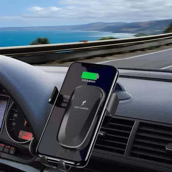 CYOO CY120792 Qi 15W vezeték nélküli autós tartó töltőfunkcióval, automatikus szorítással és 360°-os forgatással