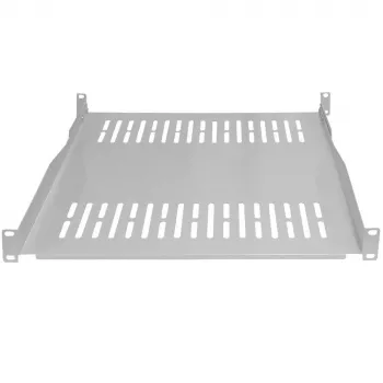 IT-BUDGET 19 inch fix rack beépíthető polc / eszköztartó – 80 kg teherbírás, 550 mm mélység, mélységben állítható rögzítés, világosszürke (90ITB19FBX550G)