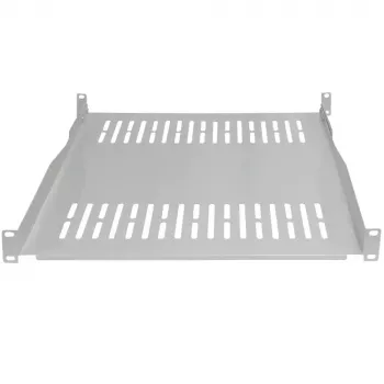 IT-BUDGET 19 inch fix rack beépíthető polc / eszköztartó – 80 kg teherbírás, 550 mm mélység, mélységben állítható rögzítés, világosszürke (90ITB19FBX550G)