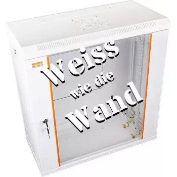 IT-BUDGET 19 inch fali hálózati szekrény SWA 12U 600x300mm üvegajtóval, eltávolítható oldalfalakkal, tisztafehér 90ITB19WS1263GW