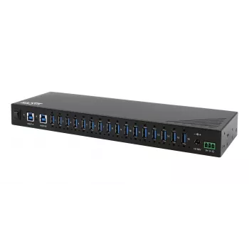 EXSYS EX-11236HMS 16 portos USB 3.2 Gen 1 ipari hub 15KV ESD-védelemmel, fali és DIN-sínre szerelhető