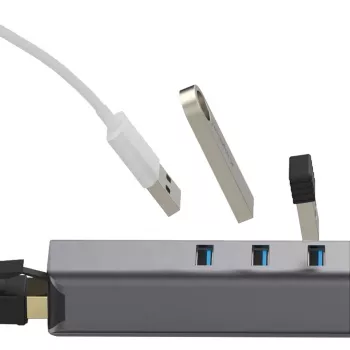 EXSYS EX-1133-N-3 USB 3.2 Gen 1 hub 3x USB-A csatlakozóval és Gigabit Ethernet porttal (USB-C)