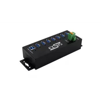 EXSYS USB 3.2 Gen1 7 portos ipari hub DIN-sín készlettel és 15 kV ESD-védelemmel (EX-1187HMVS-2)