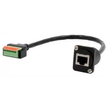 EXSYS EX-49161 D-típusú RJ45 aljzat 8 pines csatlakozóblokk adapter nyomógombbal, CAT.5e, 20 cm