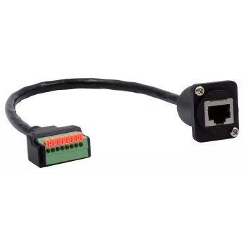 EXSYS EX-49161 D-típusú RJ45 aljzat 8 pines csatlakozóblokk adapter nyomógombbal, CAT.5e, 20 cm