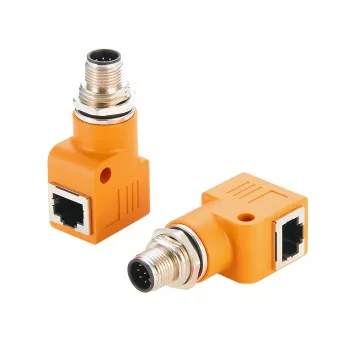 EXSYS EX-49502 M12 A-kódolású 8 pólusú dugó RJ45 aljzatra, 90°-os ipari Ethernet adapter