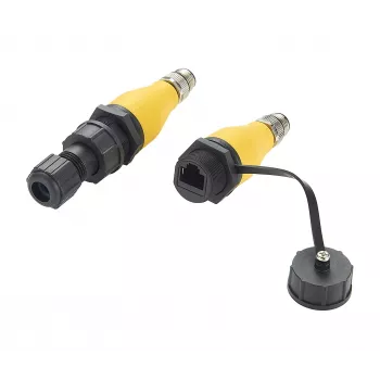 EXSYS EX-49524 ipari M12 D-kódolású 4 pólusú dugó RJ45 aljzatra adapter, IP67, Fast Ethernet