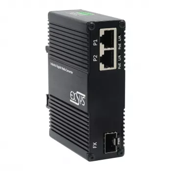 EXSYS EX-60344 2-portos PoE++ médiakonverter 90W, SFP, -40°C és +80°C között