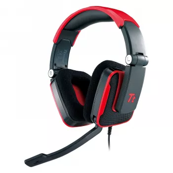 Thermaltake Tt eSPORTS SHOCK gamer headset - Royal Red, vezetékes 3,5 mm, over-ear, behúzható mikrofon, összecsukható