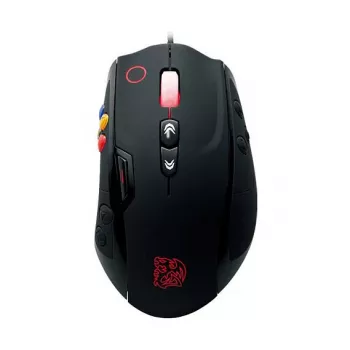 Thermaltake Tt eSPORTS VOLOS lézeres gamer egér, 8200 DPI, 14 gomb, vezetékes, fekete