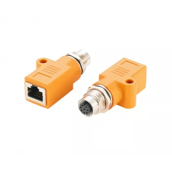 EXSYS EX-49501 ipari M12 A-kódolású 8 pólusú aljzat RJ45 aljzatra adapter, Gigabit Ethernet, IP67