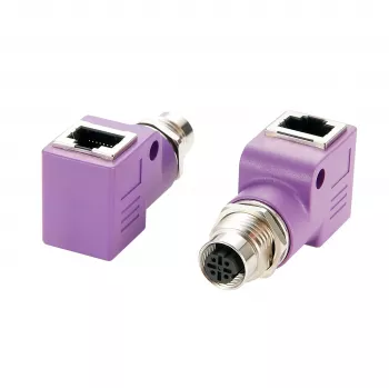 EXSYS EX-49523 M12 D-kódolású 4 pólusú aljzat RJ45 aljzatra, 90°-os ipari Ethernet adapter