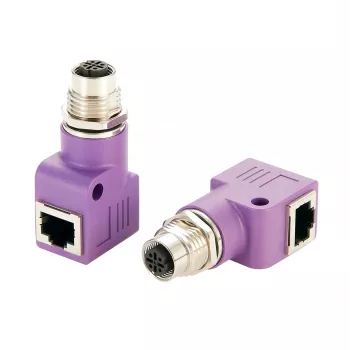EXSYS EX-49523 M12 D-kódolású 4 pólusú aljzat RJ45 aljzatra, 90°-os ipari Ethernet adapter