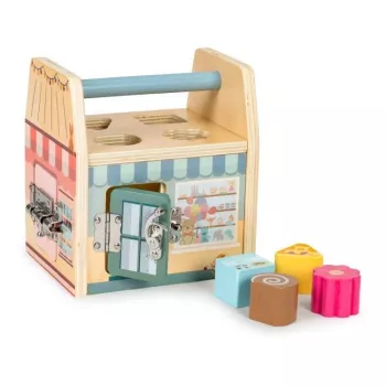 Gerardo's Toys fa aktivitásház zárakkal, 18 hónapos kortól kisgyermekeknek