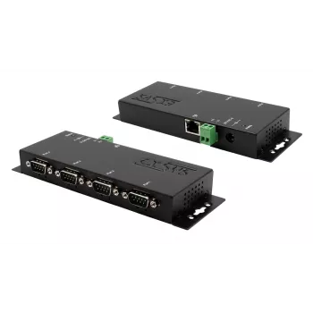 EXSYS EX-6164 4 portos RS-232 soros eszközszerver, Ethernet–soros, fém, 10/100 Mbps, virtuális COM