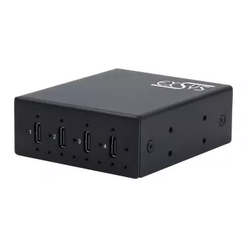 EXSYS EX-12274HMS USB 3.2 Gen 2x1 4-port ipari fém hub, 10Gbps, 15KV ESD, falra/DIN-sínre szerelhető