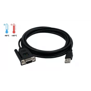 EXSYS EX-1311-2FT USB 2.0 – RS-232 soros adapter, DB9 aljzat, FTDI chipkészlet, ipari hőmérséklettartomány