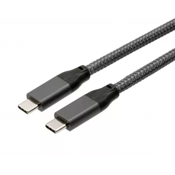 EXSYS EX-K1596-1.0 USB-C – USB-C kábel, USB 3.2 Gen 2x2, 20 Gbps, 100W PD, fonott szürke, 1,0m