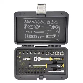C.K Tools T4660 36 részes metrikus dugókulcskészlet 1/4 inch hajtással, 72 fogú racsnival és bitekkel